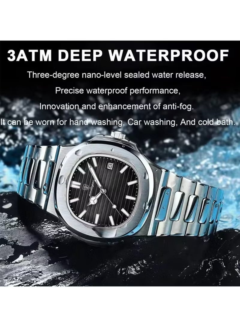 پوداجار هدايا الرجال رجل ساعة الماء مضيئة الرجال ساعة الكوارتز-41mm - Image 4